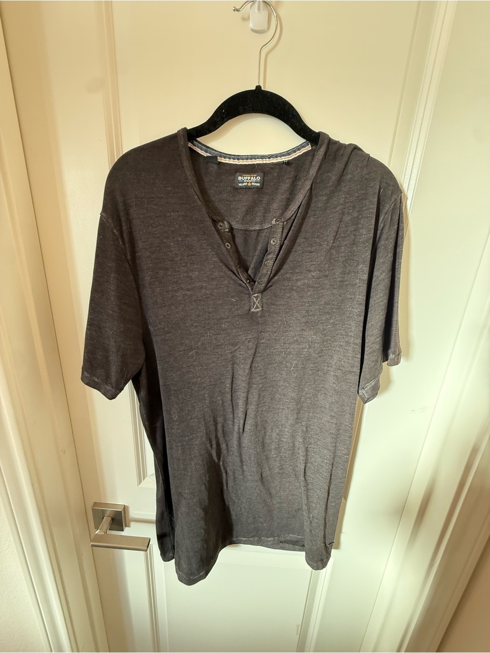 Buffalo David Bitton Men's Charcoal Short Sleeve Henley